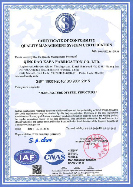 CHINA Qingdao KaFa Fabrication Co., Ltd. Certificações